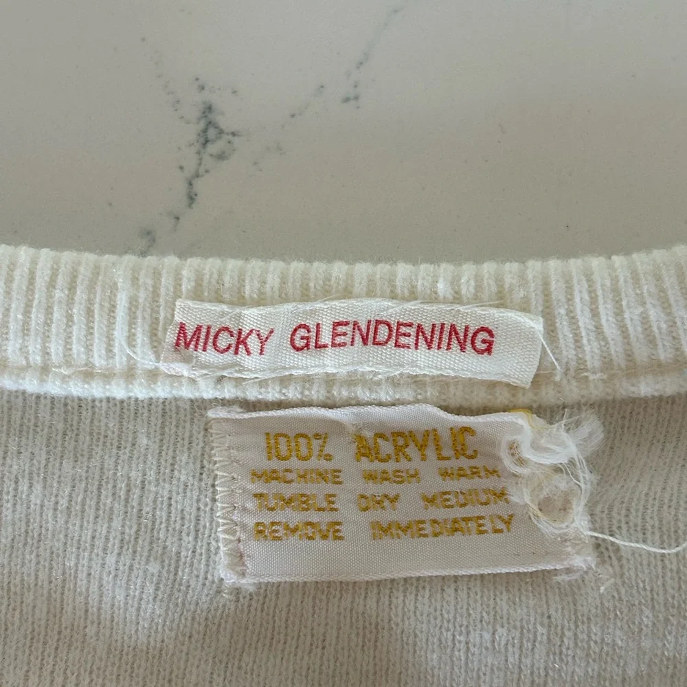 50s/60s Cream Beaded Cottagecore Cardigan Sweater Vintage Embellished - Picture 6 of 6